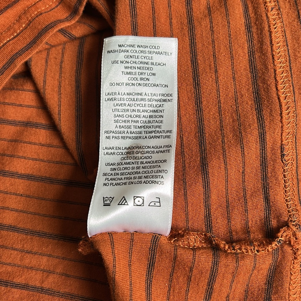 Ben Sherman Rust Striped Tee men’s size Large 100% cotton Orange crewneck shirt - Picture 7 of 9